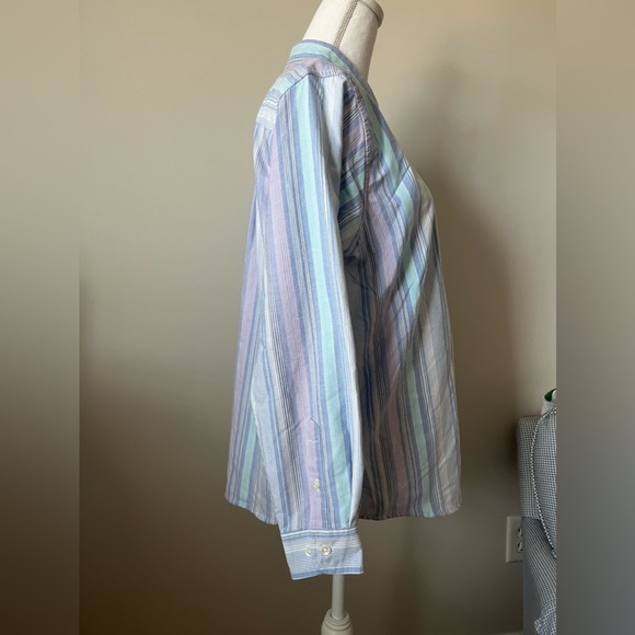Cabin Creek Long Sleeve Striped Wrinkle Free Stain Repellant Button Front 10P - Picture 4 of 8